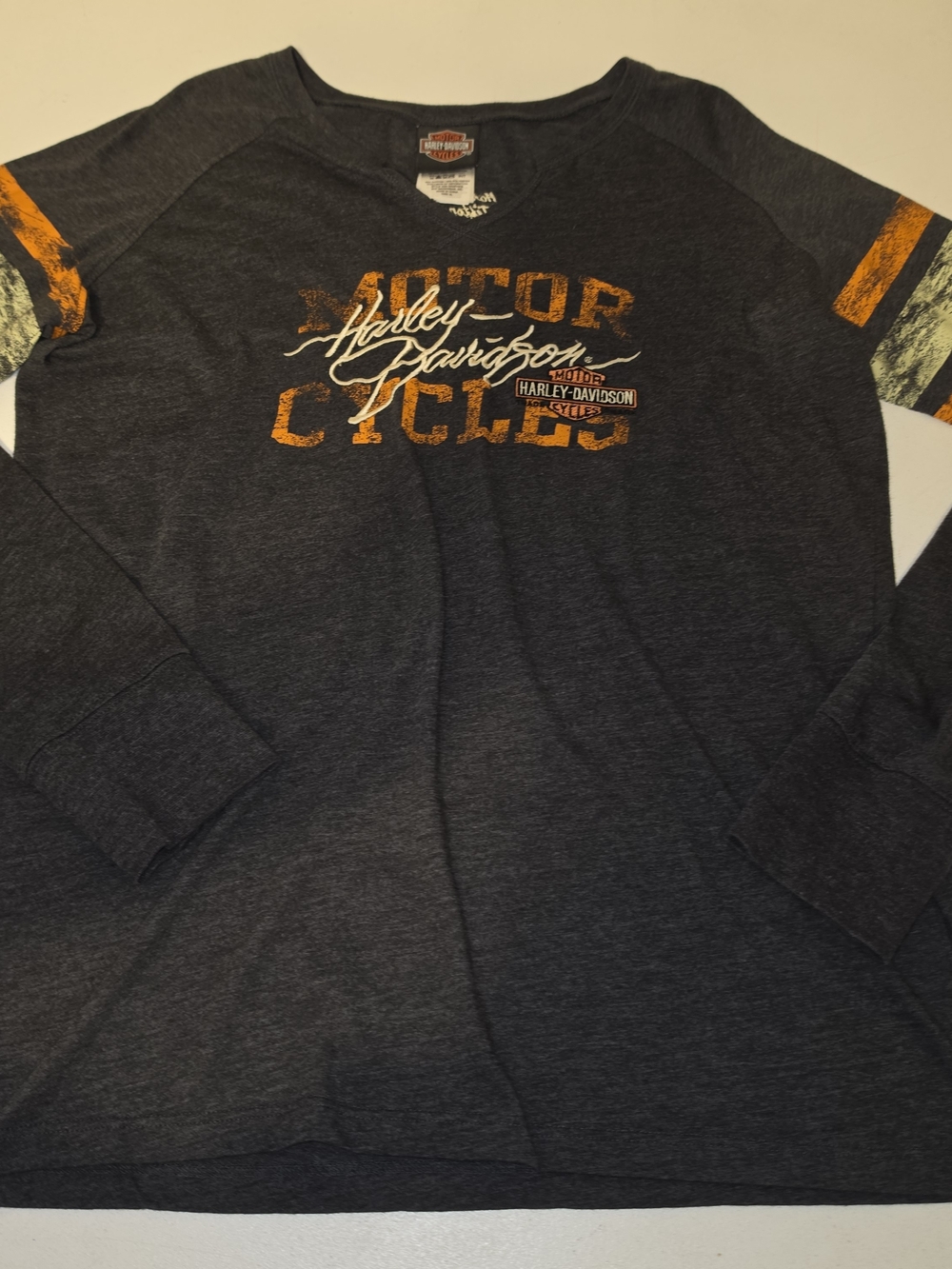 Harley-Davidson Men’s Charcoal Long Sleeve Graphic Shirt - Orange Accents